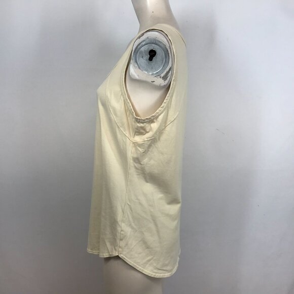 PRANA - WOMEN'S LARGE - TAN IVORY SLEEVELESS ROUND NECK BUTTON TANK TOP - Picture 3 of 6